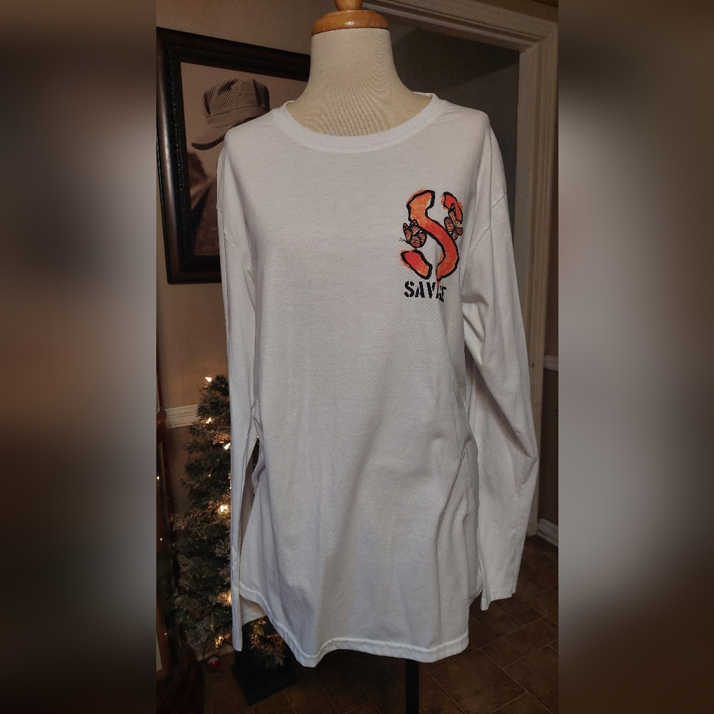 SZ XL MEN'S FRESH LAUNDRY SAVAGE LONG SLEEVE WHITE T-SHIRT
